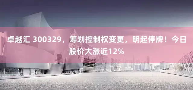 卓越汇 300329，筹划控制权变更，明起停牌！今日股价大涨近12%